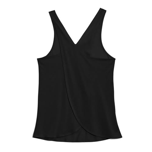 Open Back Workout Tank Tops Sleeveless Criss-Cross Back Slit Activewear Shirts Loose Fit Solid Quick Dry Yoga Tunic Black, Small