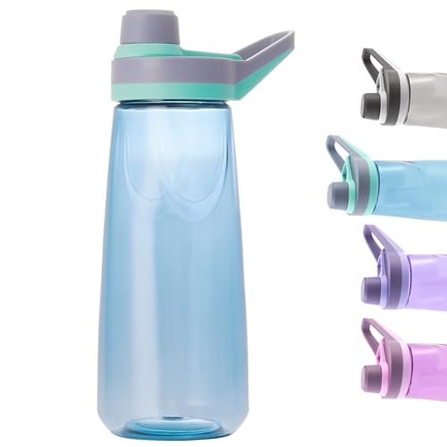 32oz Water Bottle, Clear Water Bottle with Chug Lid and Carry Handle, Reusable Sports Water Bottle, Spill-Proof Plastic Water Bottles, Lightweight, Leak-Proof, for Travel, Outdoors, Fitness, Blue