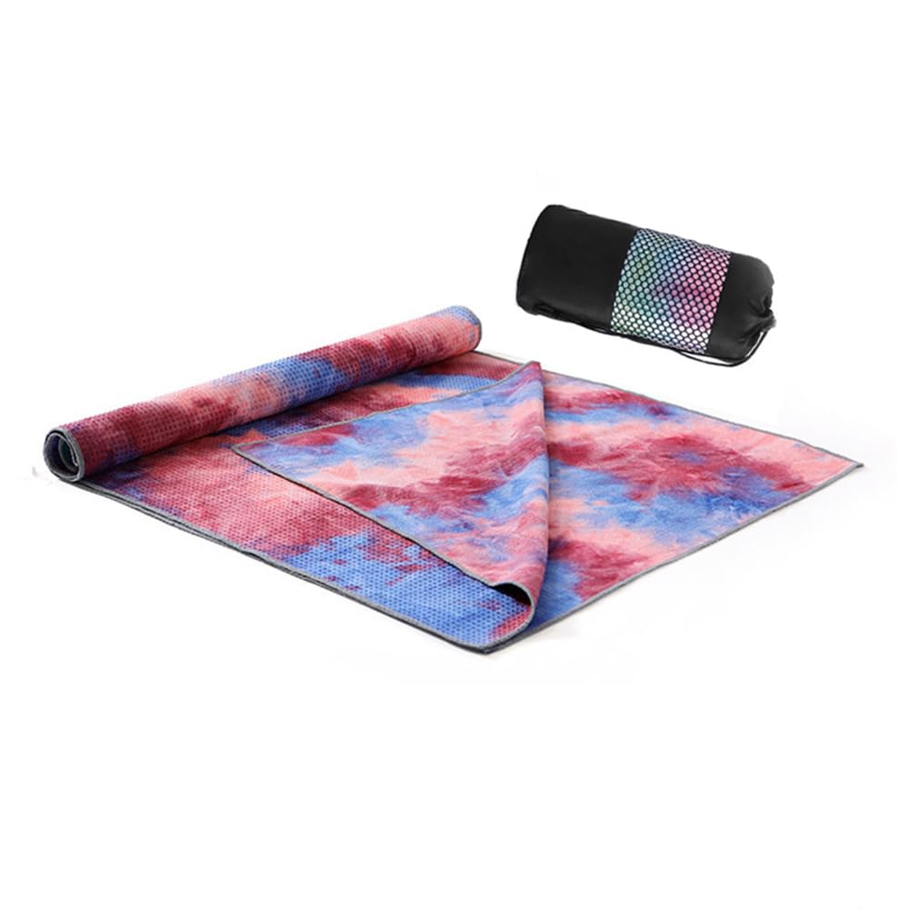 Yoga Towel for Yoga Mat, Non Slip Mat Cover for Hot Yoga, Washable Microfiber Light Weight (Purple-red)