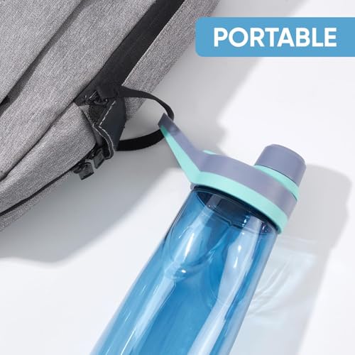 32oz Water Bottle, Clear Water Bottle with Chug Lid and Carry Handle, Reusable Sports Water Bottle, Spill-Proof Plastic Water Bottles, Lightweight, Leak-Proof, for Travel, Outdoors, Fitness, Blue