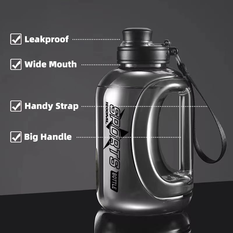 Liquid Sports Water Bottle with Strap and Handle for Running Cycling Hiking Swimming Beach Camping Gym Fitness Yoga Weightlifting, Black, FD9E336