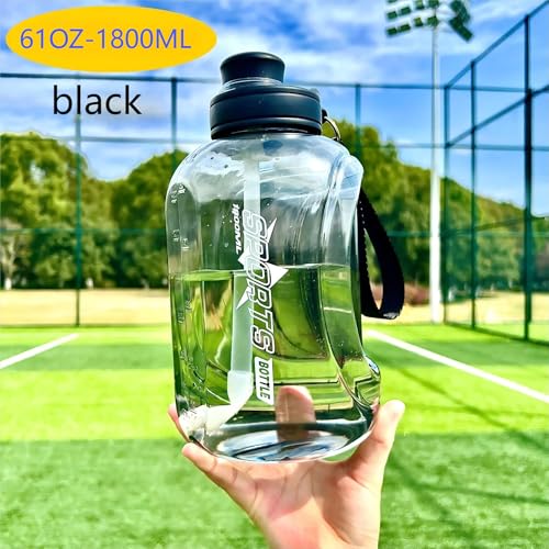 Liquid Sports Water Bottle with Strap and Handle for Running Cycling Hiking Swimming Beach Camping Gym Fitness Yoga Weightlifting, Black, FD9E336