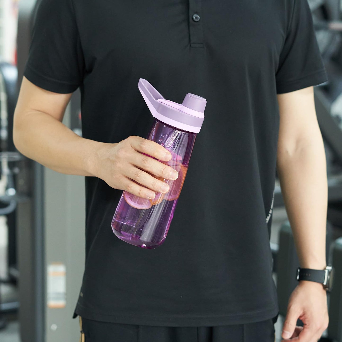 32oz Water Bottle, Wide Mouth Plastic Water Bottles Chug Lid Sports Water Bottle, Reusable Water Bottle With Handle, Leak-Proof Clear Water Bottle for Travel, Fitness, Men, Women, Purple