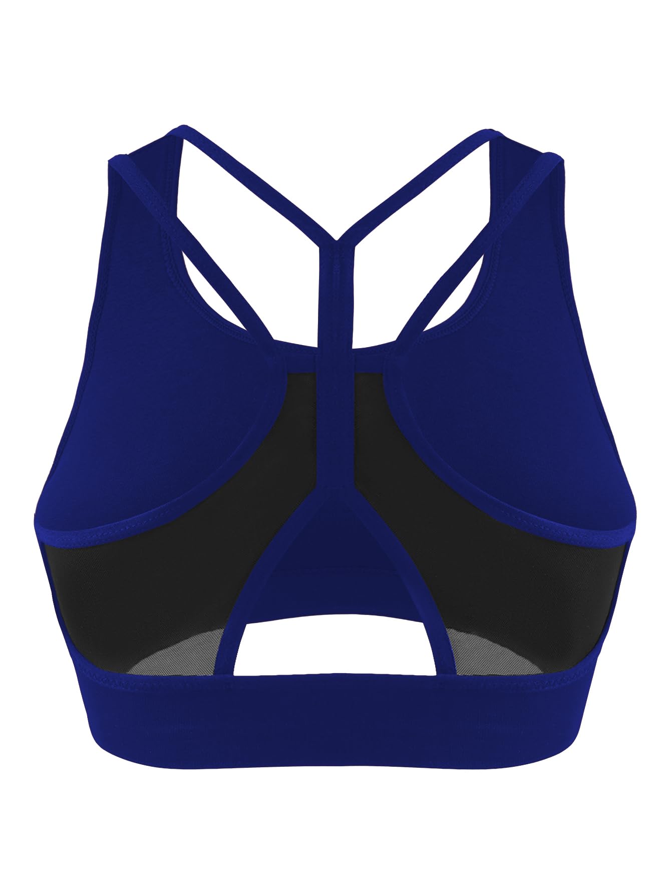 Cross Back Sports Bra for Women Padded Strappy Yoga Bra Medium Support Workout Bra for Athletic Gym Fitness Dark Blue