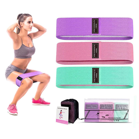 Resistance Bands for Legs and Butt, Fabric Exercise Bands Set, Thick Wide Stretch Fitness Bands, Non-Slip Workout Loop Bands, Booty Hip Bands for Women at Home or Gym (Green, Pink, Purple)