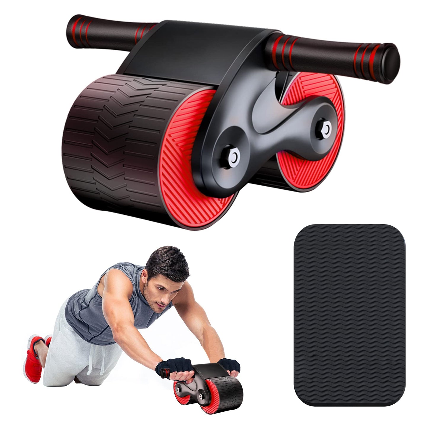 Automatic Rebound Abdominal Wheel Kit - Ab Roller Workout Equipment, Exercise Equipment for & Core Strength Training, Home Gym Fitness Machine with Knee Pad Accessories Men Women