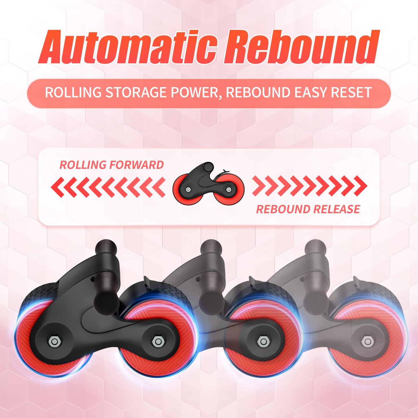 Automatic Rebound Abdominal Wheel Kit - Ab Roller Workout Equipment, Exercise Equipment for & Core Strength Training, Home Gym Fitness Machine with Knee Pad Accessories Men Women