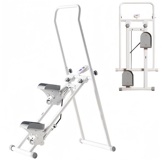 Foldable Vertical Climber Exercise Machine, Height Adjustable Climbing Machine, 330LB Home Gym Climbing Stepper for Full Body Workout, Home Gym Exercise Machine for Men and Women,White