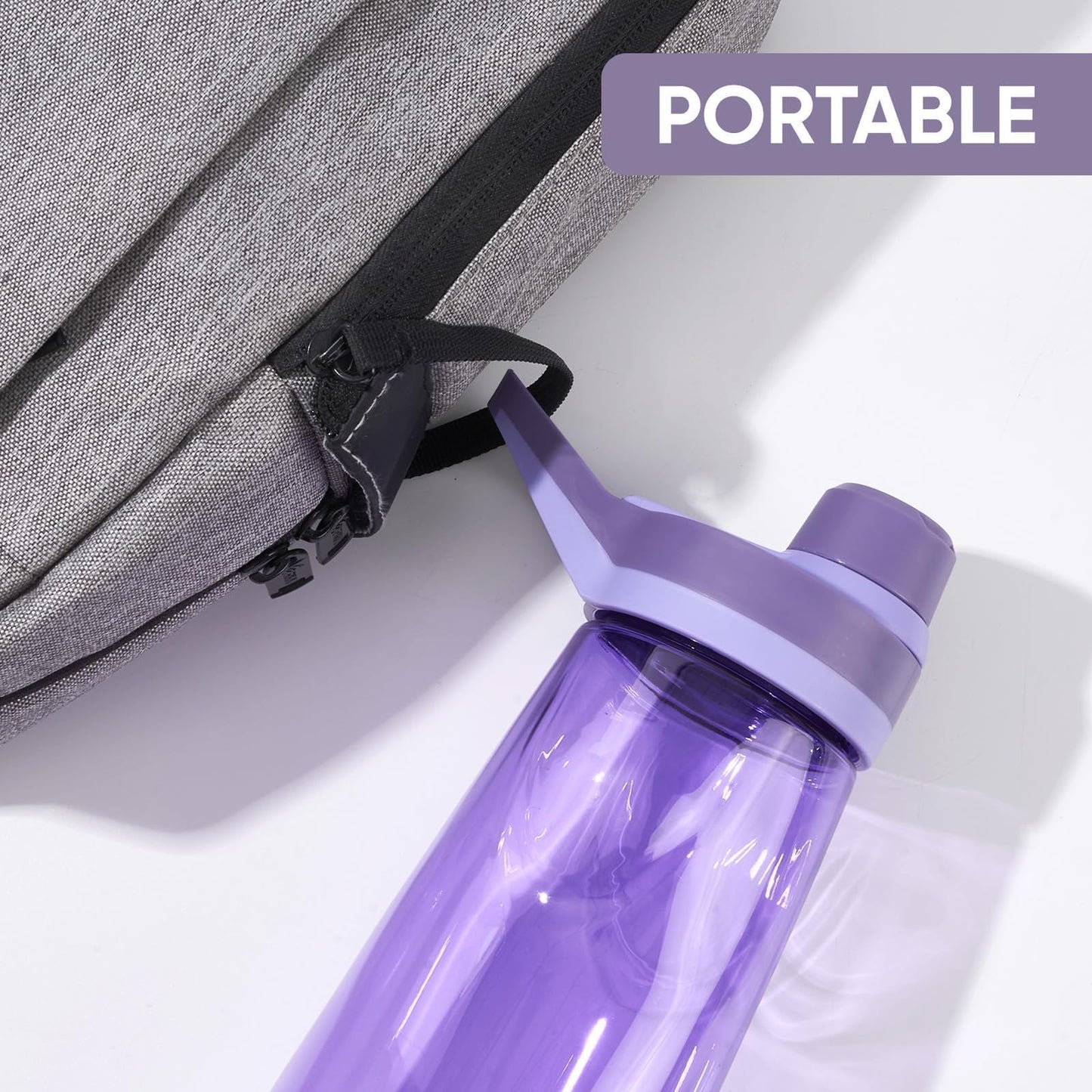 32oz Water Bottle, Wide Mouth Plastic Water Bottles Chug Lid Sports Water Bottle, Reusable Water Bottle With Handle, Leak-Proof Clear Water Bottle for Travel, Fitness, Men, Women, Purple